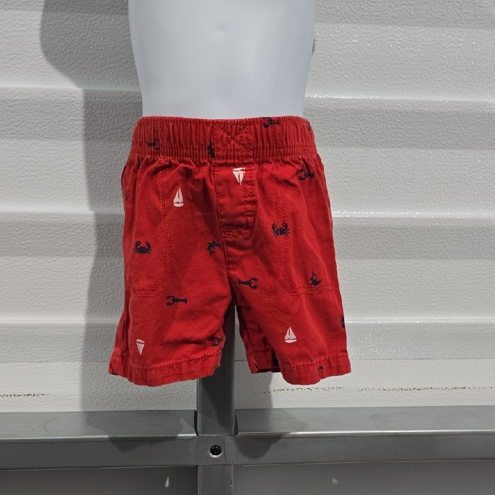 Carter's Red Relaxed Fit Shorts with Embroidered Pattern
